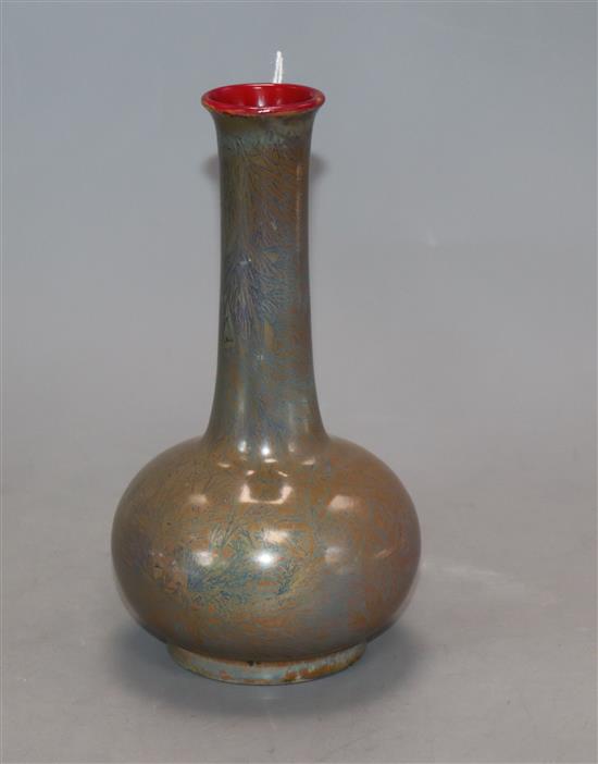 A Bernard Moore flambe bottle vase height 15.5cm